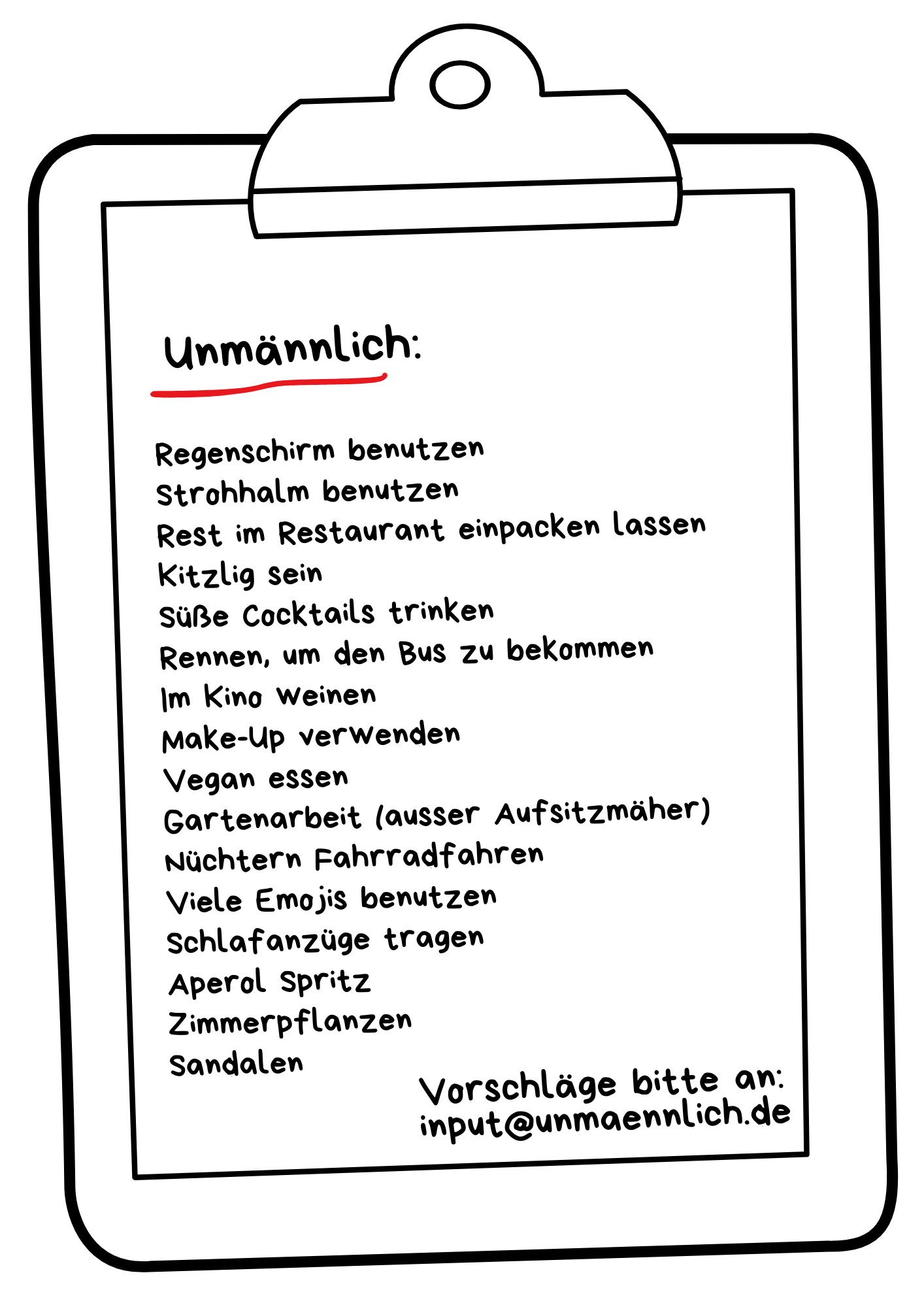 Liste unmännlicher Dinge